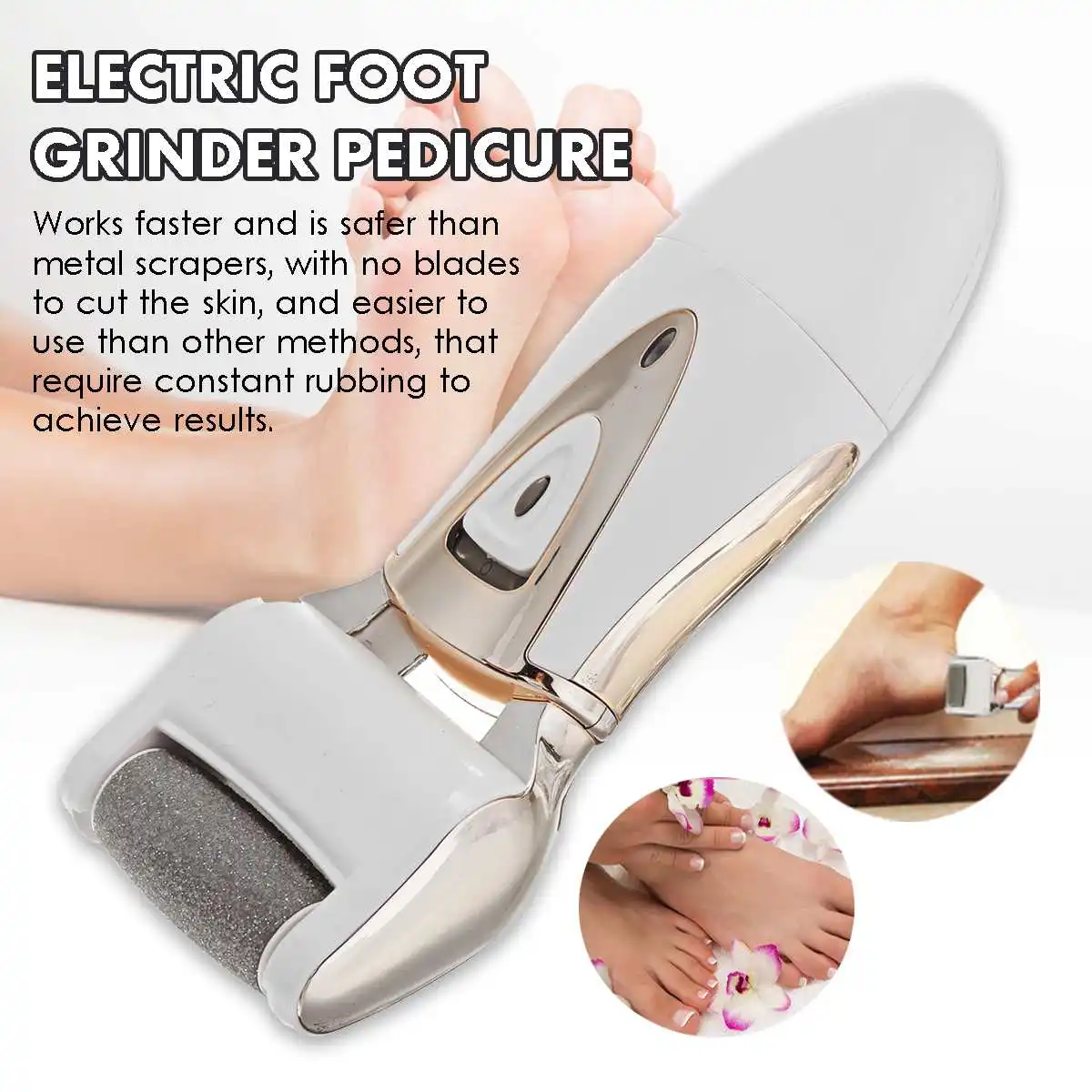 

Electric Pedicure Tools Foot Care Tool Pedicura Velvet Smooth Machine Callus Remover Foot File for Foot Heel Skin+3 Roller Head