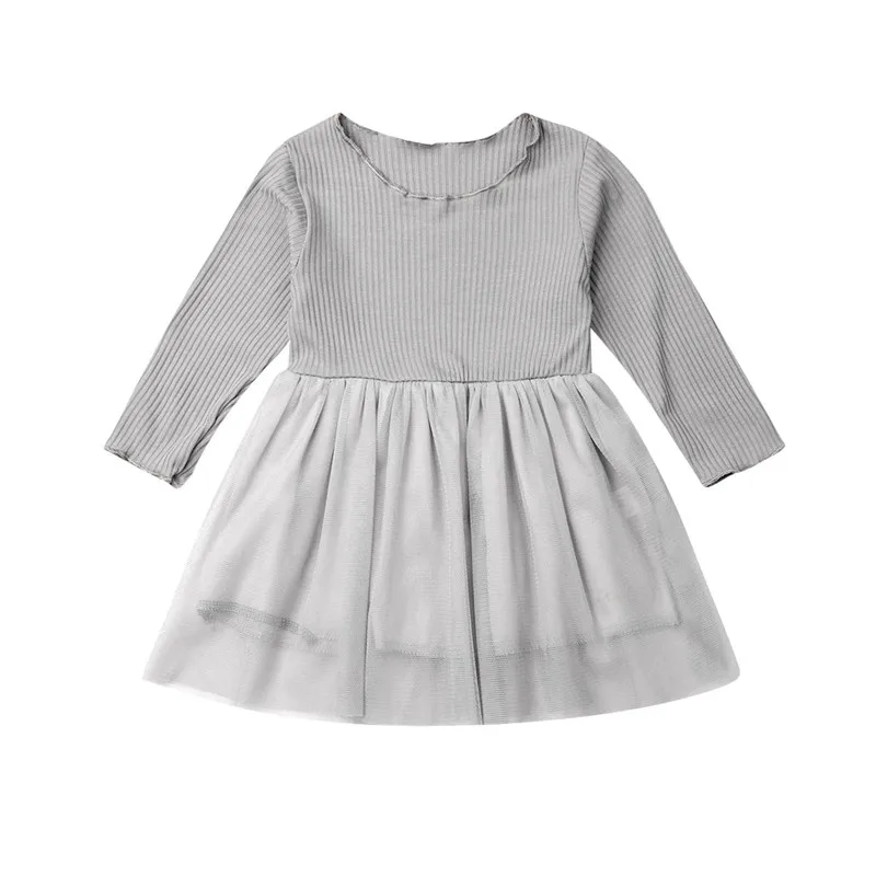 Toddler Baby Girl Knitting Cotton Cute Midi Lace Outfit Clothes Tutu Tulle Dress Long Sleeve Sweet Princess Ball Gown Dresses | Детская