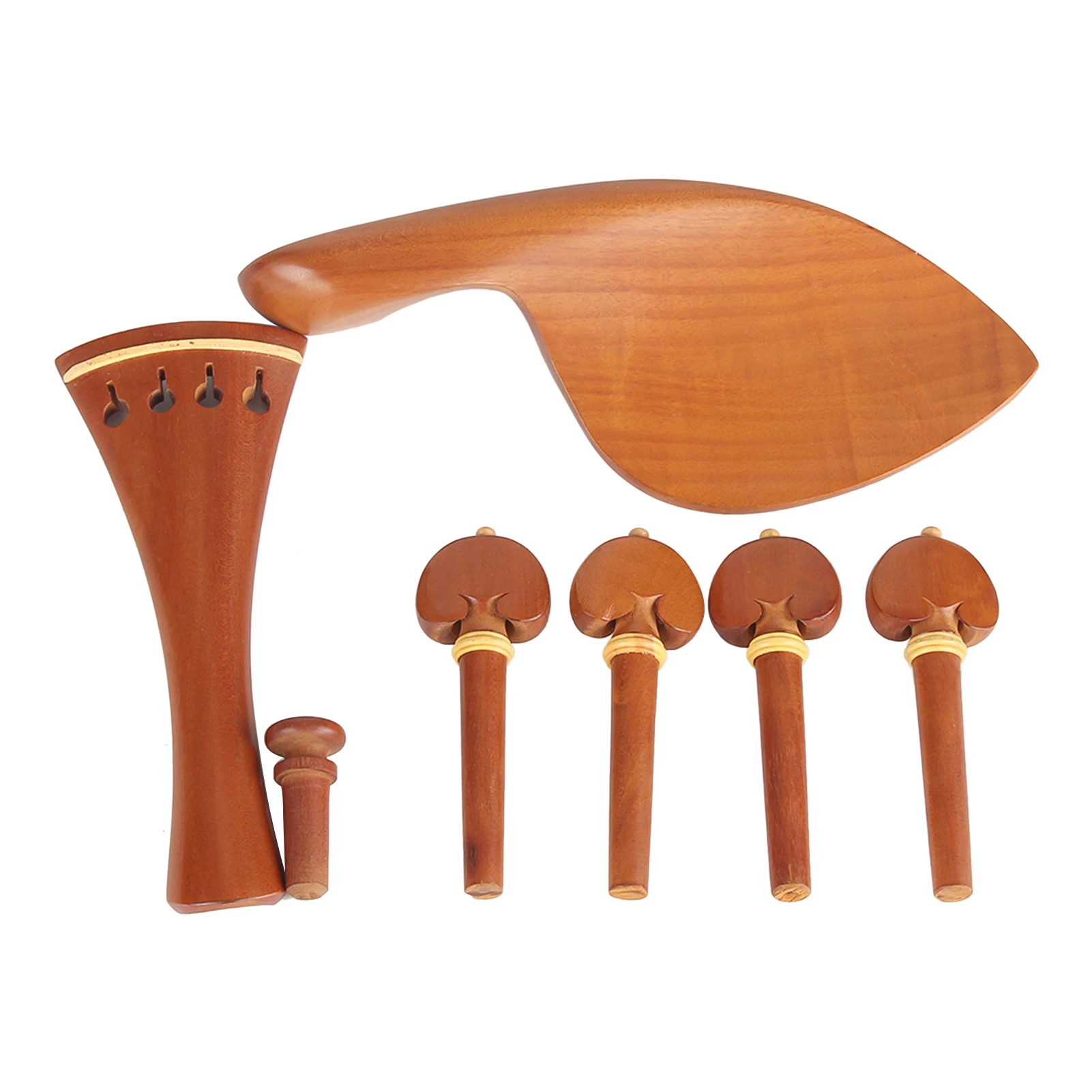 

7-Piece Jujube Wood Violin Parts Set Includes 1 Tailpiece 4 Tuning Pegs 1 Chin Rest 1 Endpin Accessories for 4/4 Violin