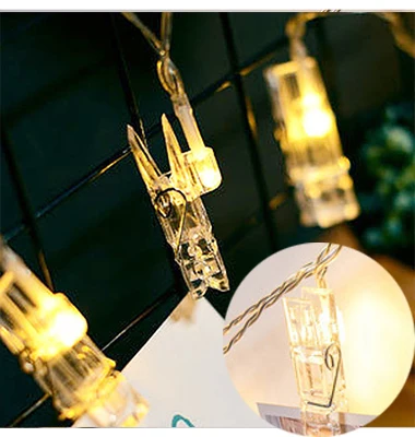

10/20/60 LED Battery Powered Photo Clip Fairy Lights Christmas Decoration Outdoor Lights Garland Light String Navidad 2021