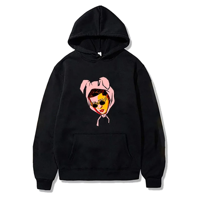 2021 Fashion Bad Bunny - Yonaguni Print Hoodie Long Sleeve Hooded Sweatshirt