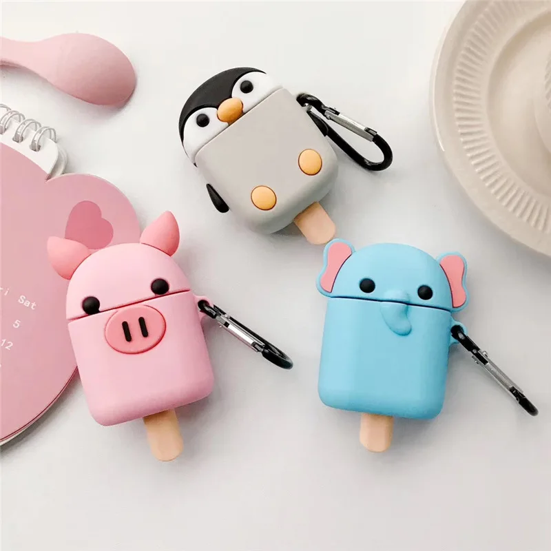

for Airpods 12 Case Cartoon Ice Cream for AirPod 12 Case Silicone Shockproof Bluetooth Protective Cover Charging Box Accessories