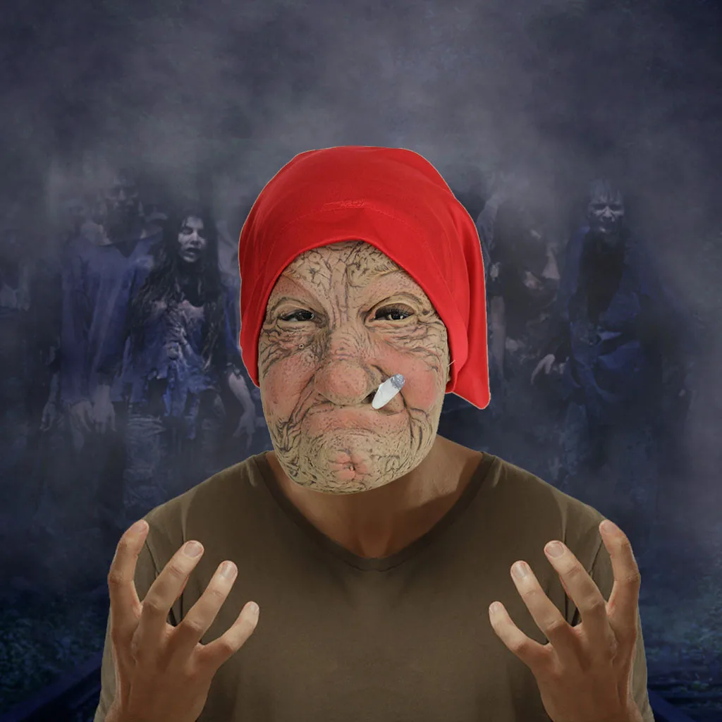 

Хэллоуин, страх, дневной свет, Полный головной убор, голова старого человека, страшная маска, косплей, искусственный костюм, украшение для ве...