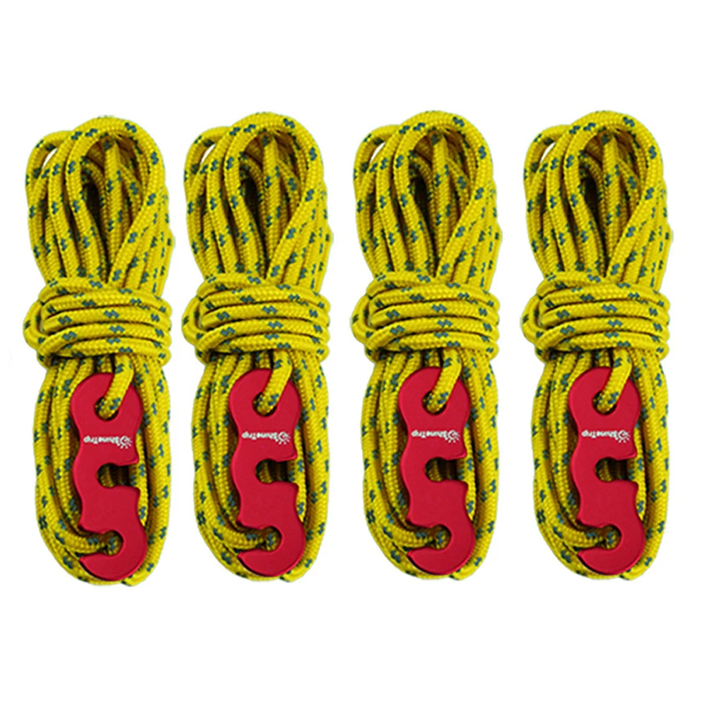 

4PCS 3mm Thick Tent Wind Rope 4m Length Outdoor Camping Canopy Reflective Wind Rope Adjusting BuckleTent Accessories