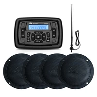 marine stereo bluetooth radio audio receiver mp3 player2pair 4 marine waterproof speakers for rv boat golf cartam fm antenna