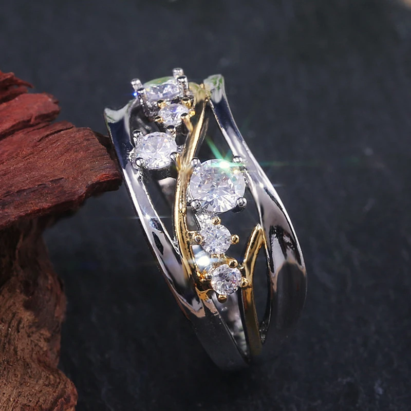 Двухцветное кольцо на палец мужское с фианитами модель A5P789|Кольца| |