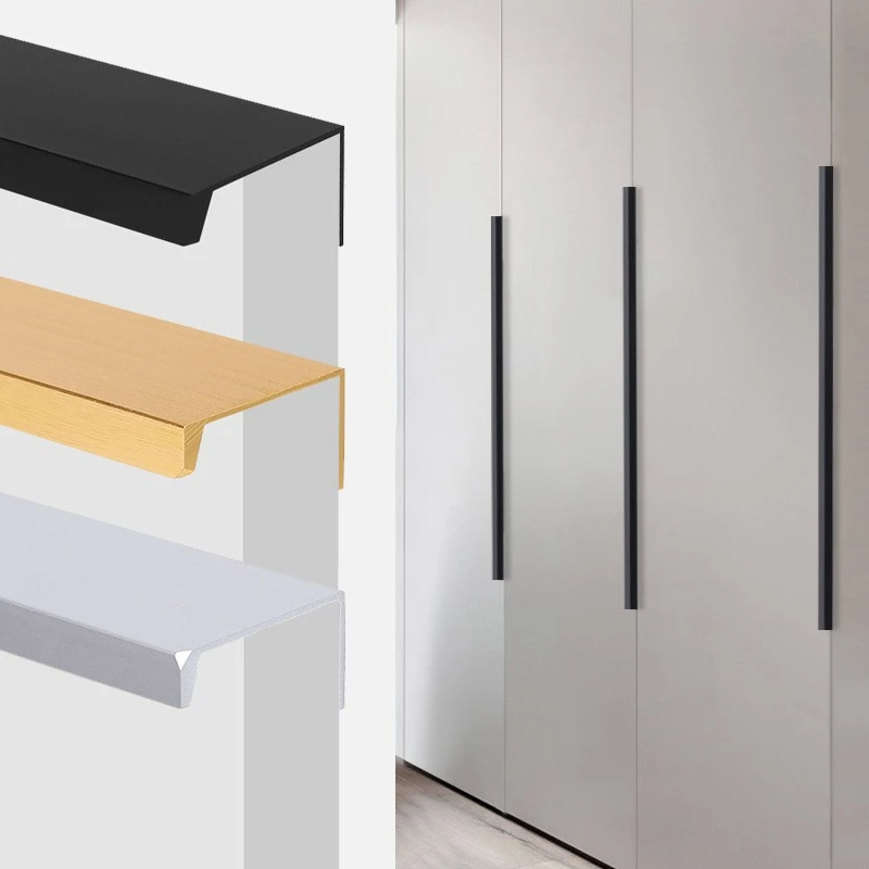 Скрытые ручки для мебели матовые черные золотые серебряные шкафа выдвижные