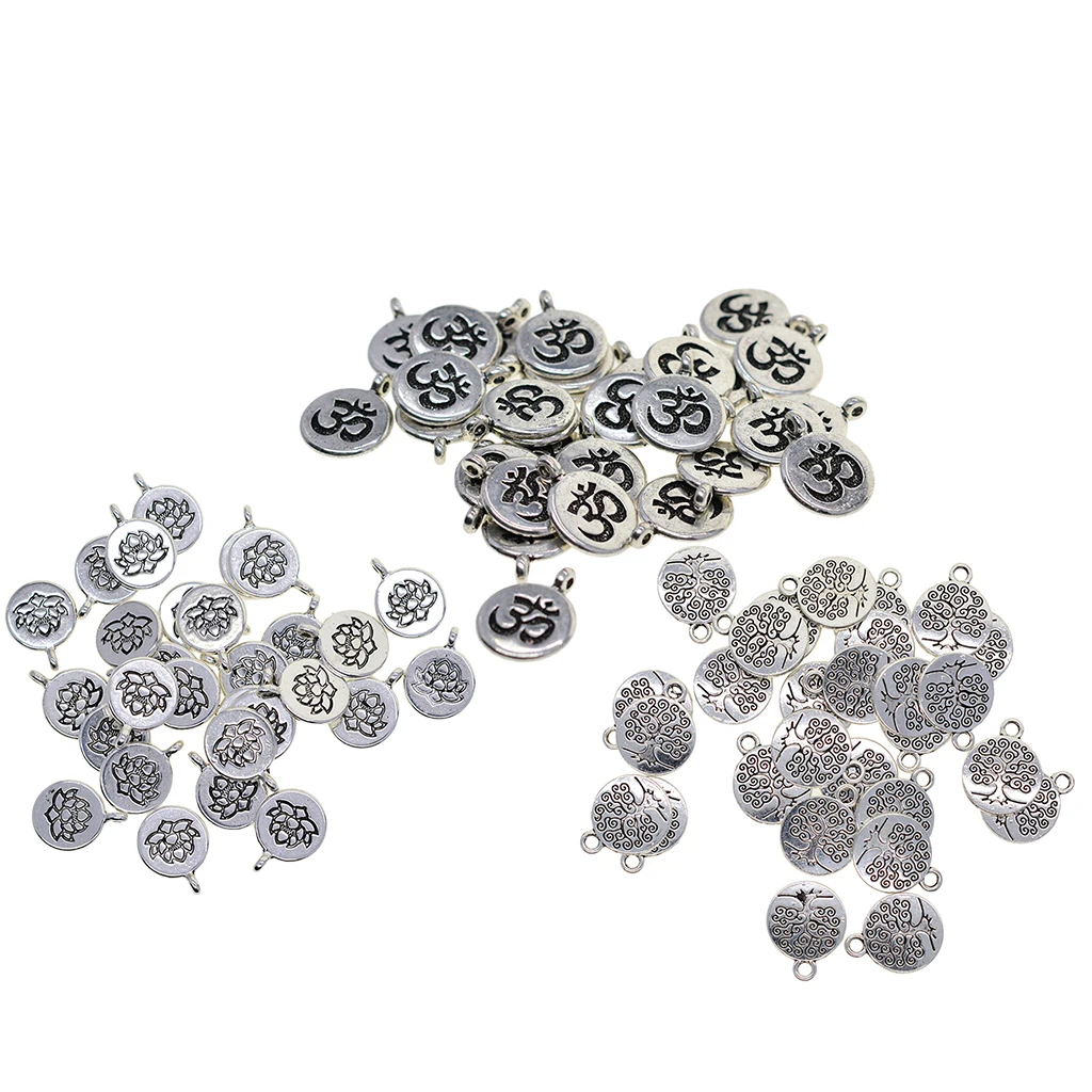 30x Tibetan Om Yoga Charms Lotus Flower Pendant for DIY Necklace Bracelet Earring Jewelry Making | Украшения и аксессуары
