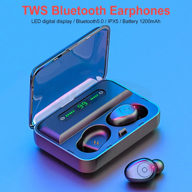 Беспроводной Bluetooth 5 0 наушники вкладыши TWS 8D стерео наушников с светодиодный