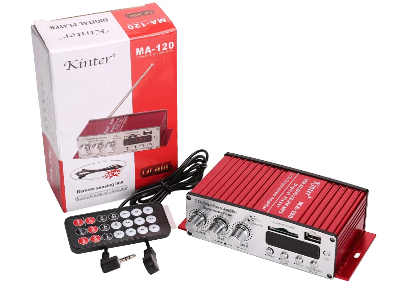 without adapter Kinter MA-120 мини-усилители аудио hi-fi стерео усилитель звука bluetooth 2,0 каналов SD USB ввод fm-радио в домашнем автомобиле - Цвет: without adapter