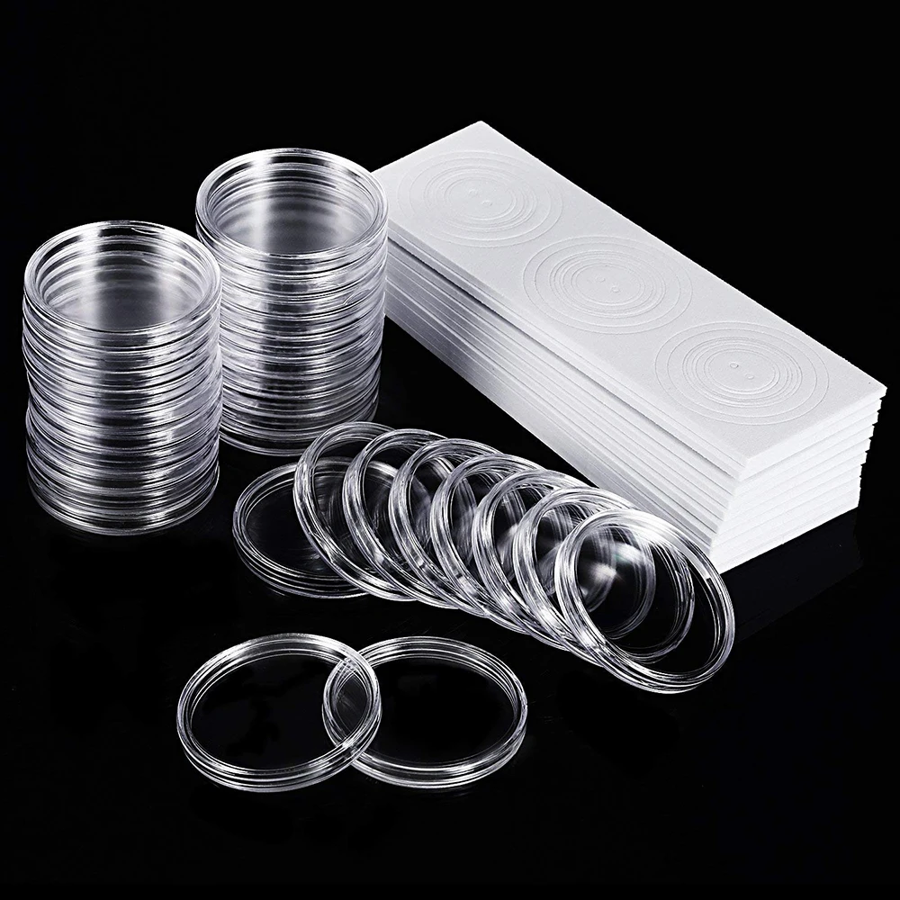 30 шт. держатель для монет в капсулах 46 мм круглая коробка пластиковый органайзер