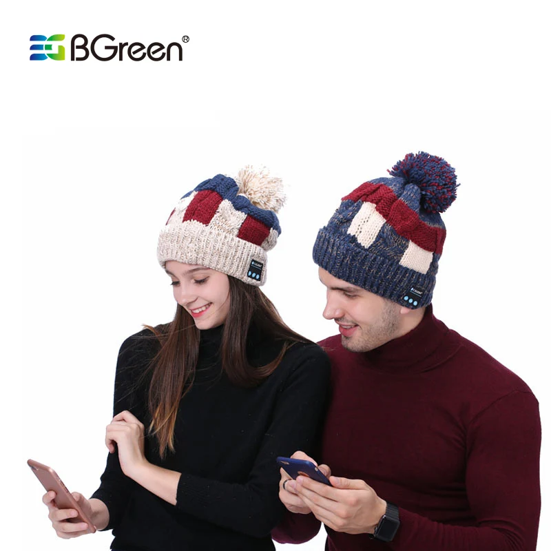 Вязаная шапка BGreen с Bluetooth зимние наушники теплый свитер для наушников микрофоном
