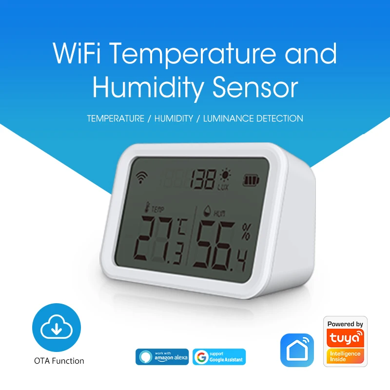 Датчик температуры и влажности Tuya Wi-Fi/Zigbe комнатный гигрометр термометр с