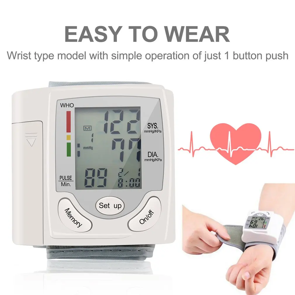 

Automatic Digital LCD Display Wrist Monitor Heart Beat Rate Pulse Meter Measure White Convenient Carry
