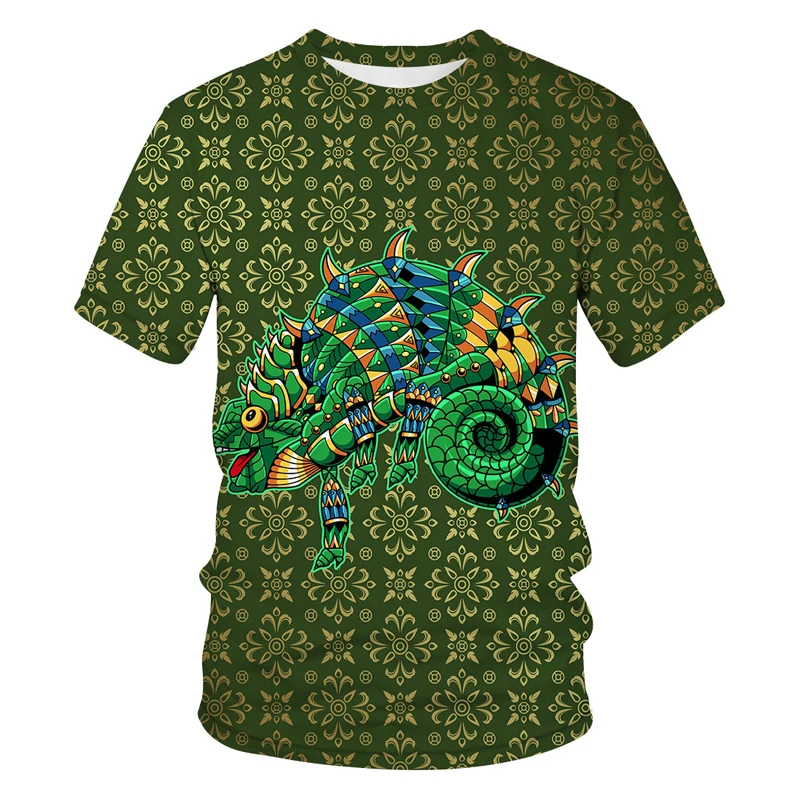 Футболка Мужская/женская с 3D-принтом механический хамелеон Повседневная модная