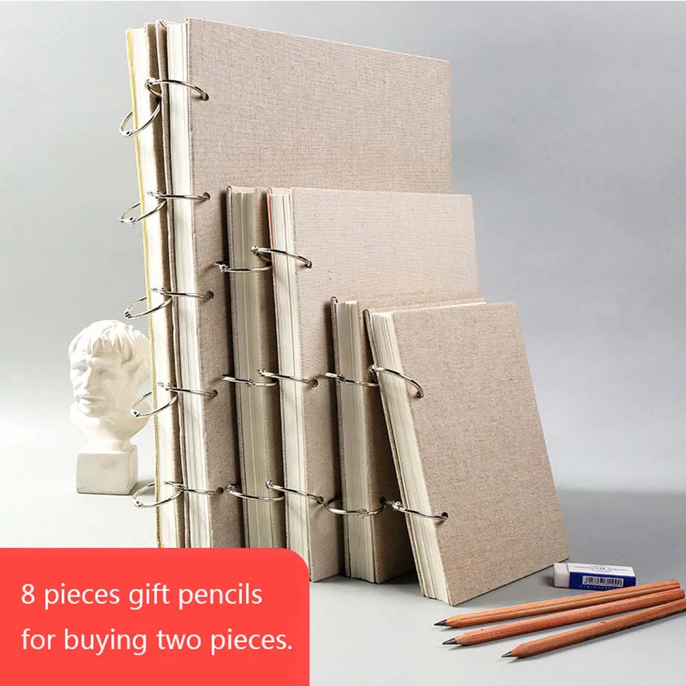 

Retro Spiral Sketchbook Linen hardcover 120 pages 160 GSM Refillable Suitable for pencils, fountain pens colored gel pens