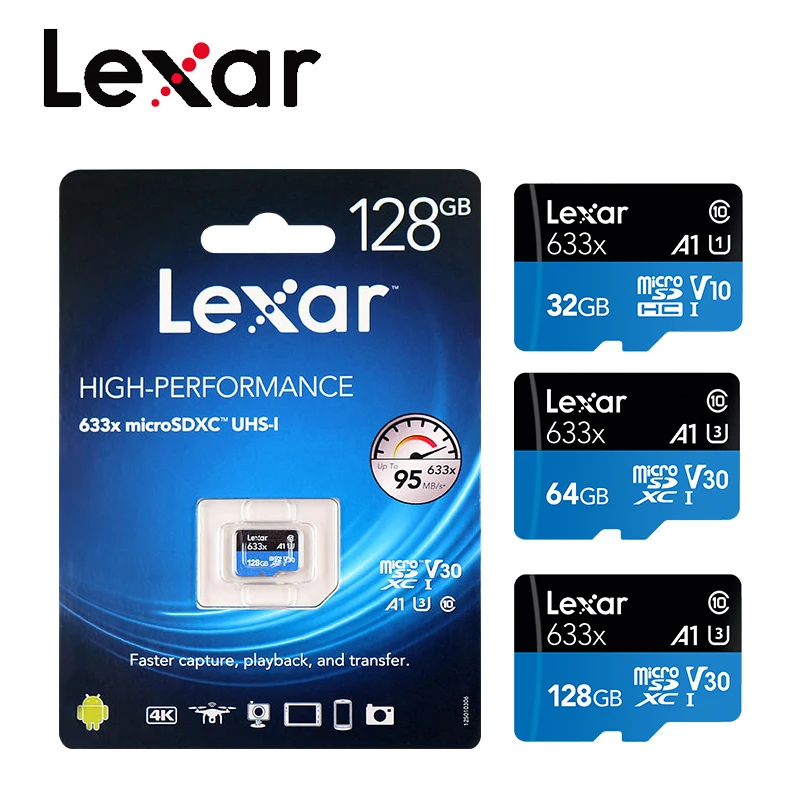 Lexar TF карты 512 ГБ 256 с адаптером селфи-стик Micro SD 128 Гб 64 32 оперативной памяти 16