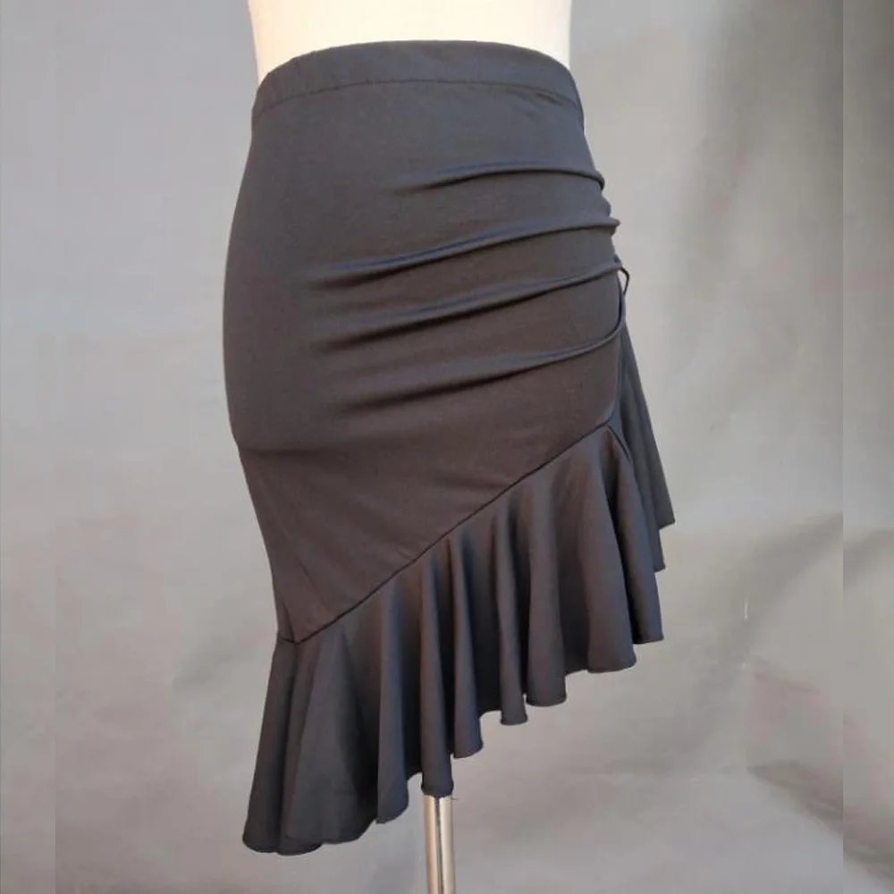 

Latin Dance Skirt For Women Floral Print Irregular Hem Salsa Samba Tango Ruched Ruffle Skirt Frill Bodycon Asymmetrical Skirts