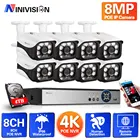 Комплект видеонаблюдения NINIVISION H.265 8 Мп SONY CCTV, 8-канальный сетевой видеорегистратор POE 3840*2160 4K, набор наружных фотоаппаратов