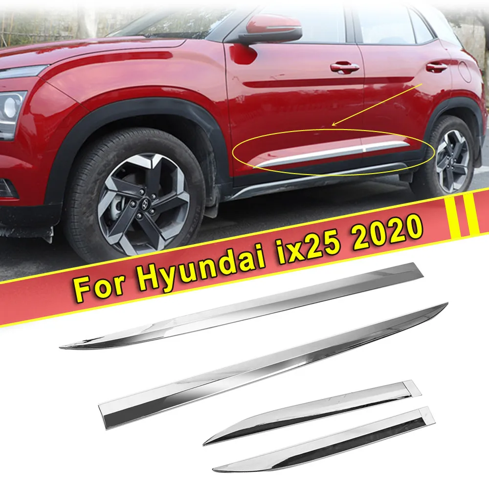 

1 Set ABS Chrome Door Body Molding Fit For Hyundai ix25 2020 Door Body Anti-scratch Protector Car Side Strips Trim Cover