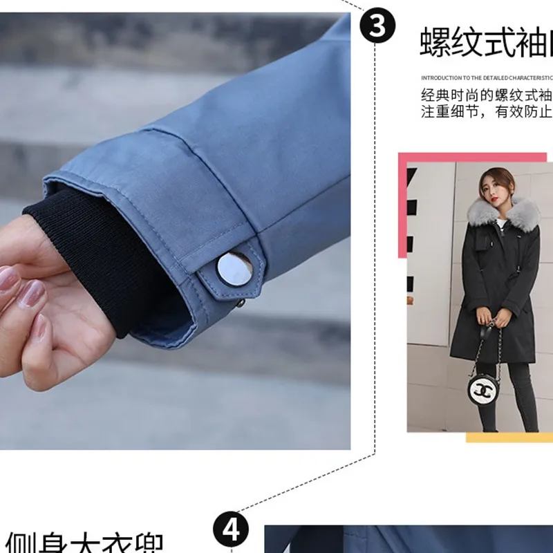 Женская длинная парка толстая зимняя куртка со съемным натуральным лисьим мехом