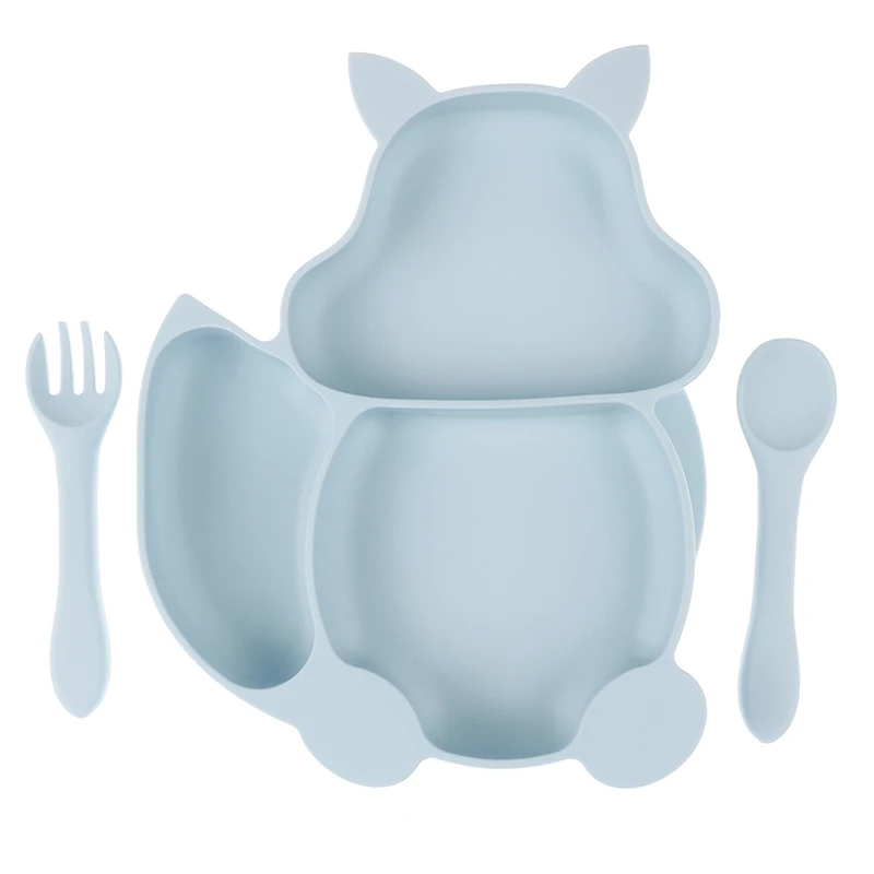 

Baby Silicone Cartoons Plate Set Self-Feeding Antislip Saucer Suction Children's Tableware Silicone Dish for Baby-Led Weaning