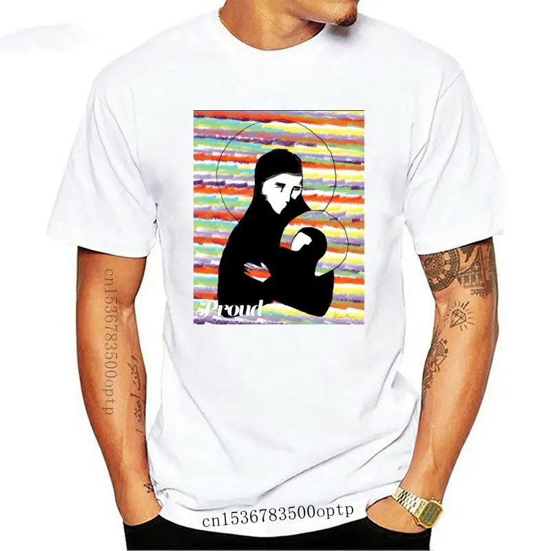 

Мужские футболки с изображением девы Марии, из чистого хлопка, 2018