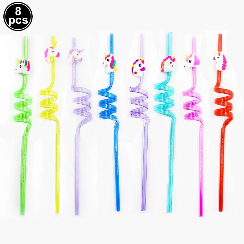 8 шт. 25 см Многоразовые Единорог соломки для дней рождения тема Пластик питьевой