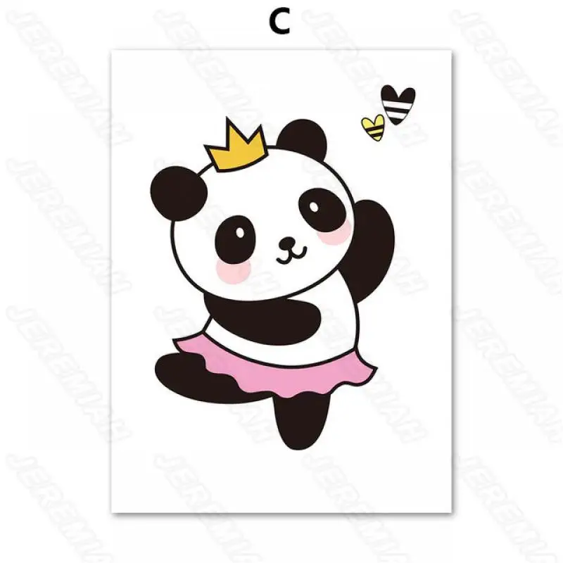 

Cute Cartoon Panda Animal Poster Nordic Style Wall Waterproof Ink Canvas Paint Print Painting Children's Bedroom Decoration