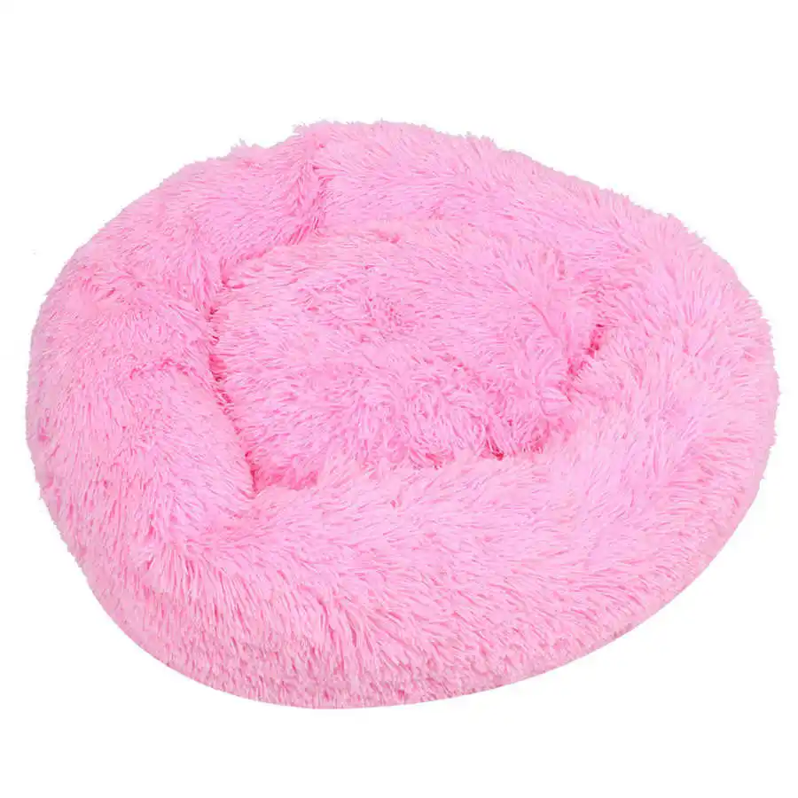 

Round Plush Cat Bed House Cat Mat Winter Warm Sleep Cats Nest Soft Long Plush Dog Bed Pet Cushion For Cats Dog Zipper Washable