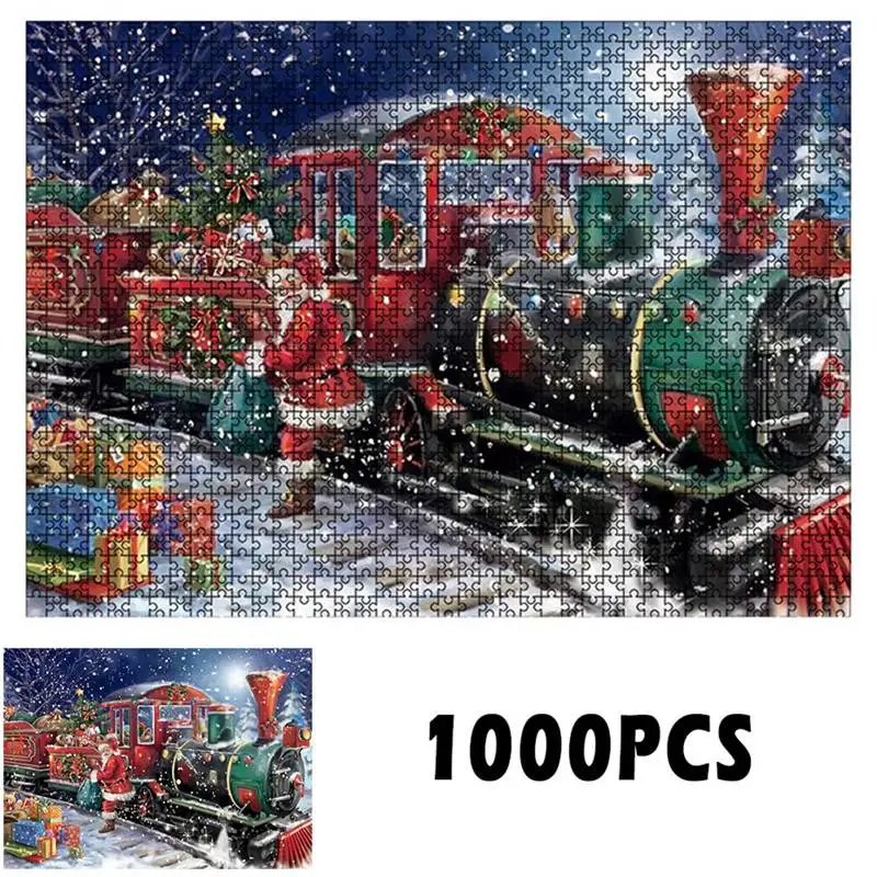 

1000 Pieces Christmas Snowman Santa Claus Puzzle DIY Gift Puzzle Kids/Adult Decompression Jigsaw Toys Gifts