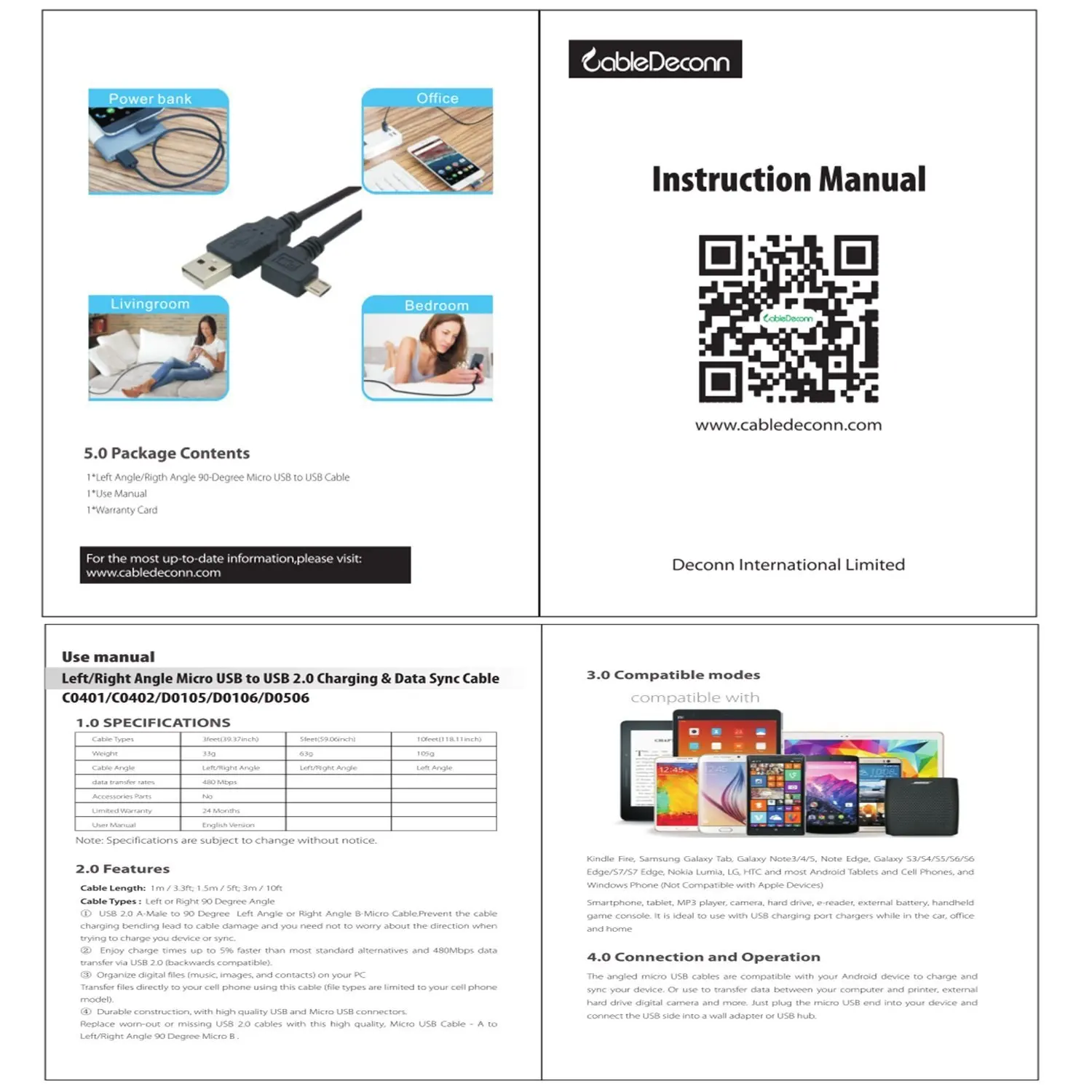 2 шт. Micro USB зарядный кабель для передачи данных левый правый угловой 90 градусов