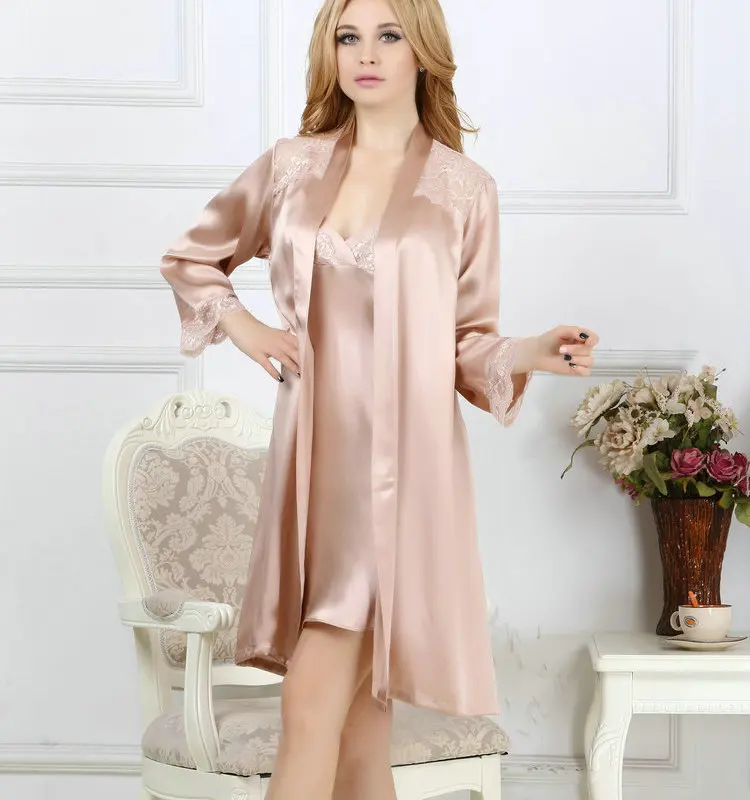 Silk Nightgown Set Women's Mulberry Silk Fun Sling Two-piece One-piece Silk Nightdress Summer