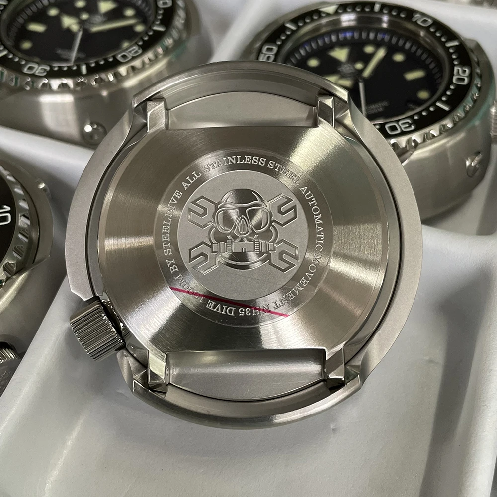 للبيع Steel454 SD1978 وصول جديد كبير الحجم 53.6 مللي متر حاوية من الفولاذ المقاوم للصدأ 1000 متر مقاوم للماء NH35 التلقائي التونة الغوص ساعة