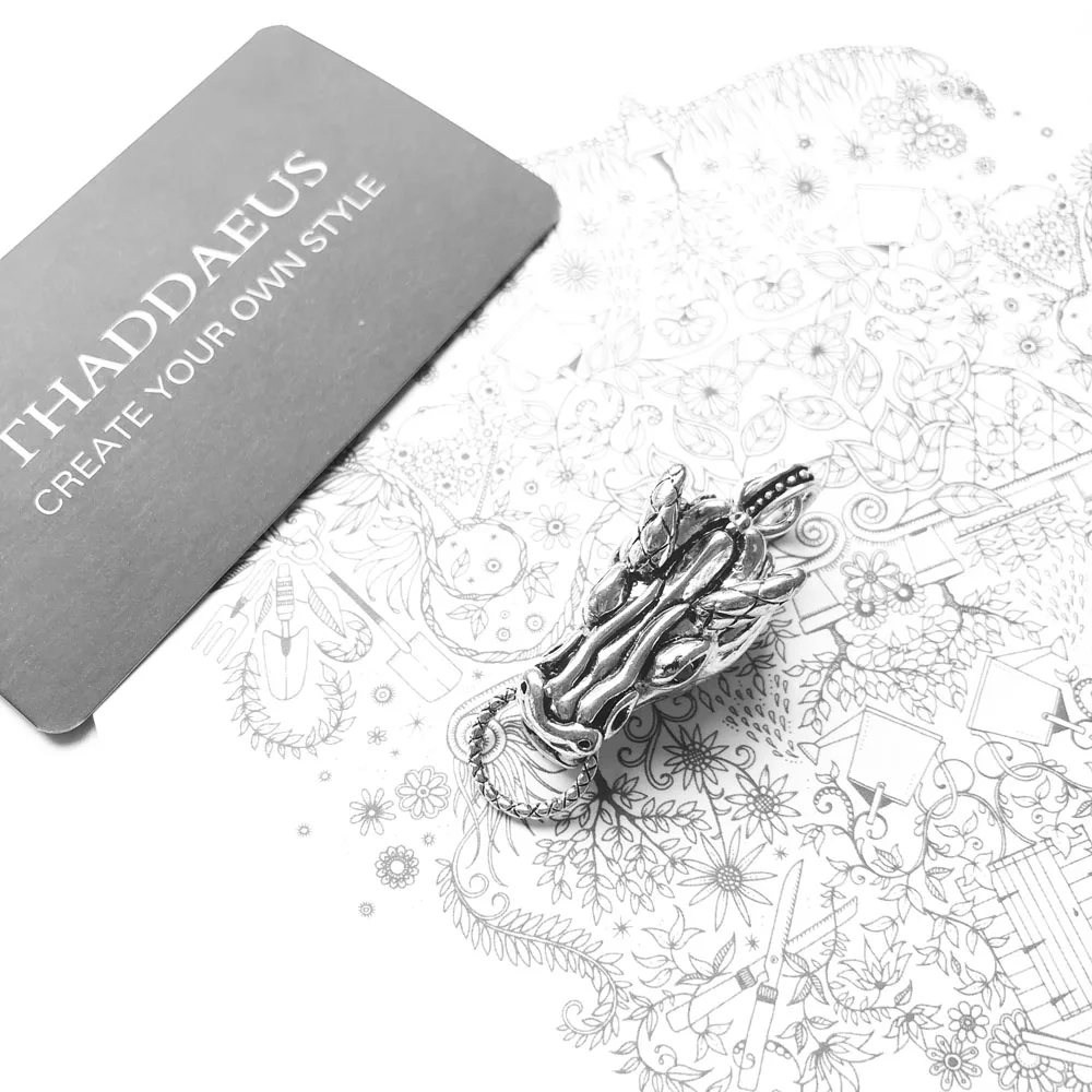 Клык дракона панковские шармы перевозчиков 925 стерлингового серебра в форме