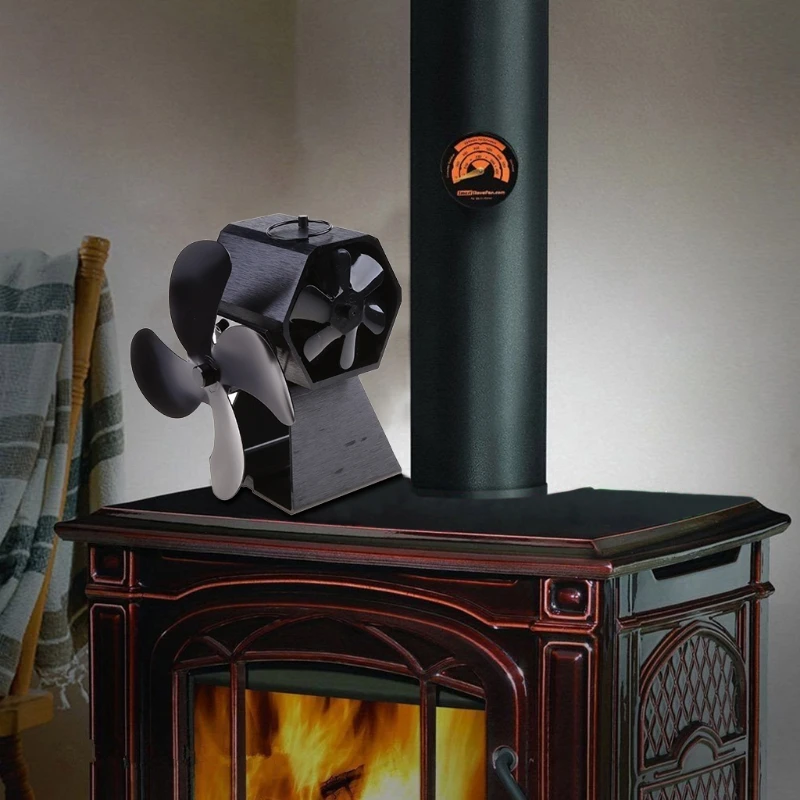 

Dual Motor 10 Blades Fireplace Stove Fan Heat Powered Circulation Saving Silent Ecofan for Wood Log