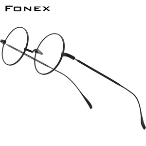 FONEX Titanium Glasses Frame Men Ultralight Round Myopia Optical Prescription Eyeglasses Frames Wome