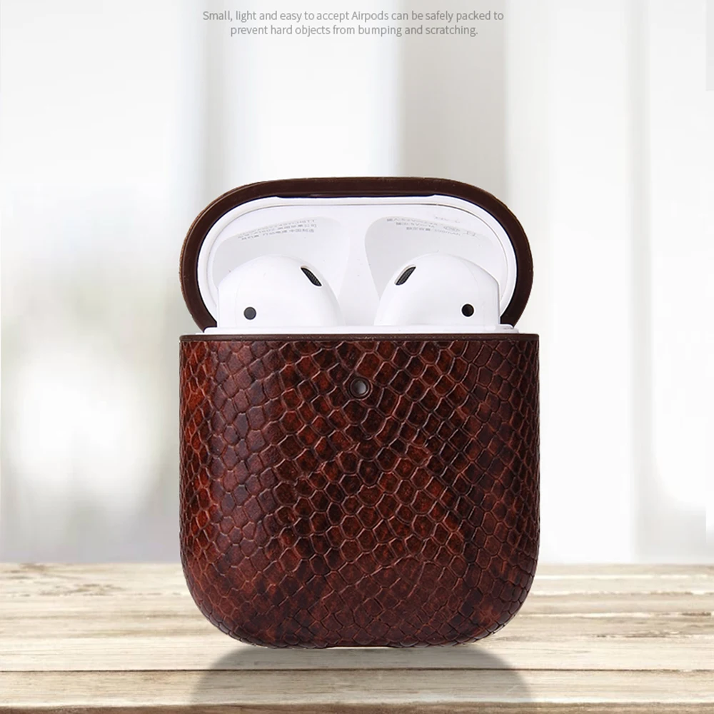 Сумка из змеиной кожи чехол для Apple AirPods 1/2 Bluetooth беспроводные наушники кожаный чехол для Air Pods крышка зарядных ящики