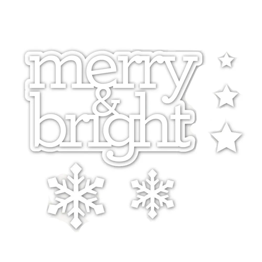 

2021 New Alphabet Metal Cutting Dies for Scrapbooking Paper Making Merry Bright Words Embossing Frames Card Crafts No Stamp