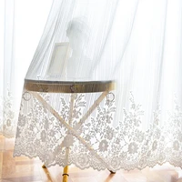 europe white lace tulle curtains for living room luxury floral voile sheer curtains window for bedroom kitchen wedding decor