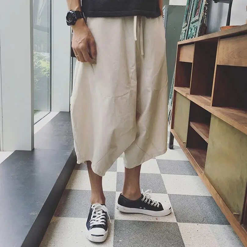 

The United Europe States Spring Summer New Large Size Cotton And Linen Loose Elastic Waist Multi-pocket Men's Pantsm-5xl