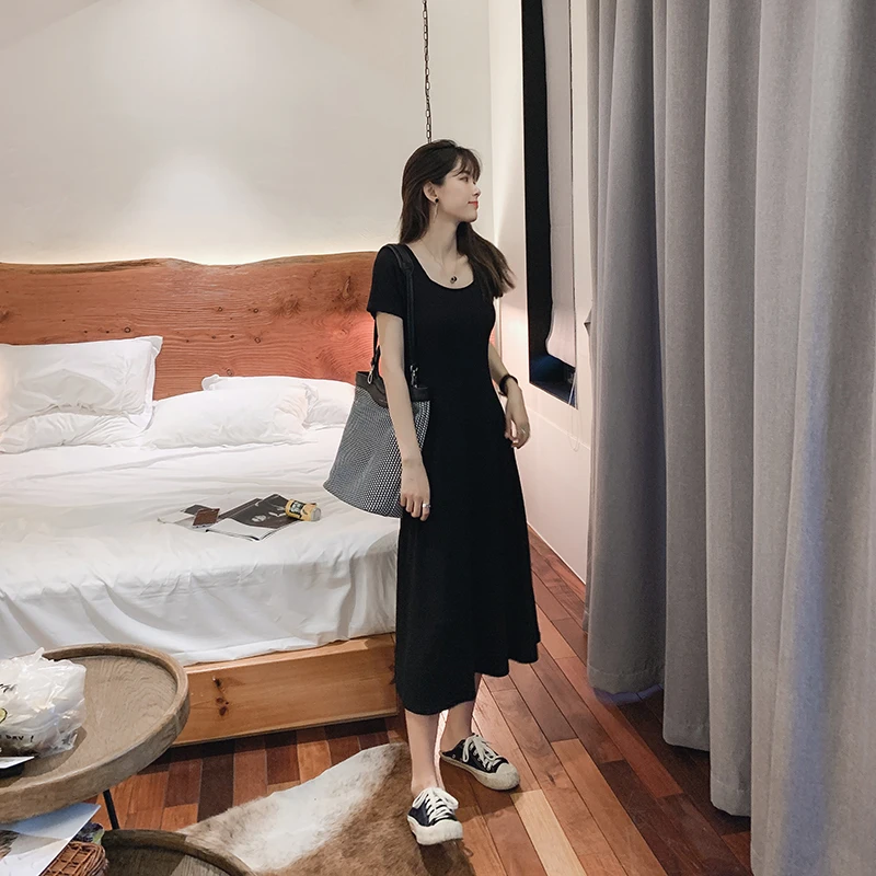 Mishow футболка с короткими рукавами юбка летнее платье выше колена черное