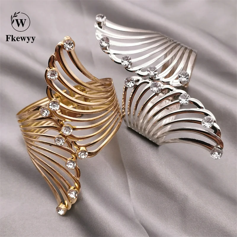

Fkewyy New Gothic Bracelets For Women Set With Rhinestones Charm Bracelet Woman Party Gift Accessories Wing Gold Plated Bangles