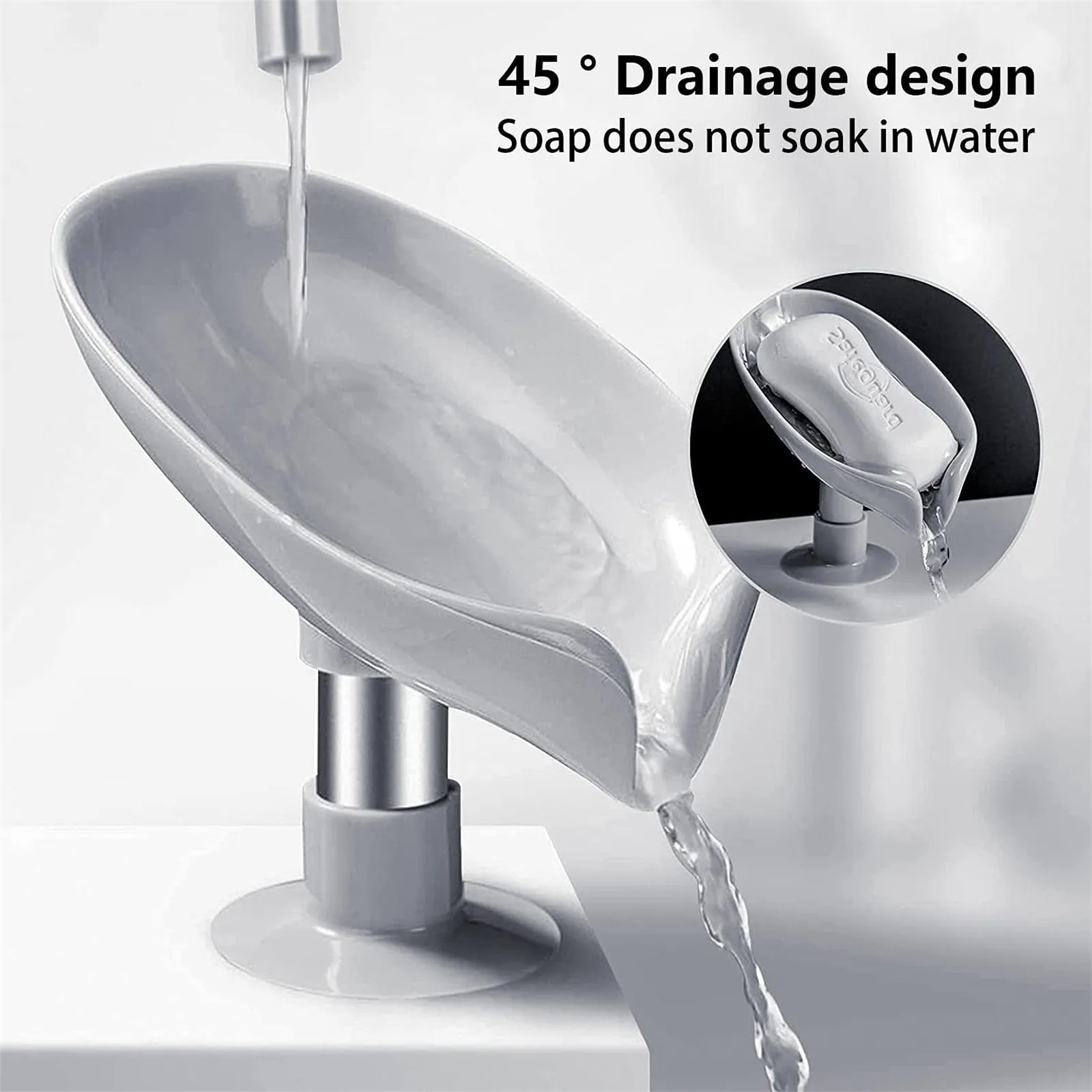 

Leaf Shaped Soap Box Drain Soap Dish Holder With Suction Cup Bathroom Shower Soap Holder Sponge Storage Tray Bathroom Gadget 17*