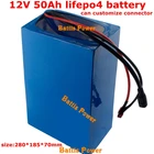 Аккумулятор LIfepo4, 12 В, 50 А  ч, 12,8 В, не свинцово-кислотный, 40 А  ч, 60 А  ч, для солнечных батарей, для автомобилей, мотоциклов, транспортных средств, инвертор UPS, с зарядным устройством 14,6 в, 5 А