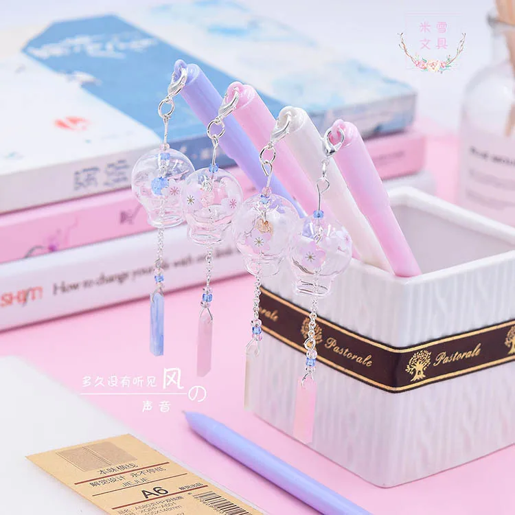 

36 pcs Gel Pens Cartoon Kawaii Wind chimes black colored gel-inkpens for writing Cute stationery office school supplies