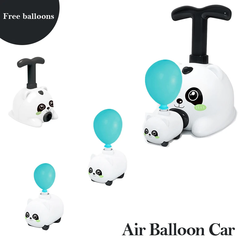 

Puzzle Fun Indoor Cartoon Family For Children Gift Racing Game Educational toys Press power inertia Cute Panda Balloon Car Toy