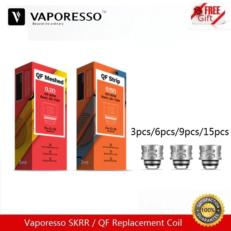 

Vaporesso SKRR Replacement Coil for Luxe S Kit SKRR Vape Tank QF Strip 0.15ohm QF Meshed 0.2ohm Atomizer Core 3/6/9/ 15pcs/lot