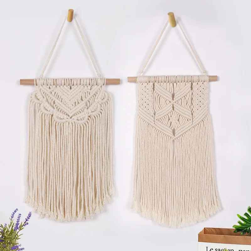 

Bohemia Hand-woven Cotton Rope Lace Tapestry Fabric Macrame Pendant Art Craft Wall Hanging Gorgeous Decor Woven Home Decoration
