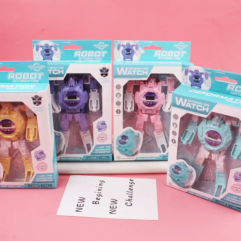 

Hot Sale Transformer Digital Watch Creative Cartoon Robot Toy Adjustable Wrist Watch Great Gifts for Boys Girls